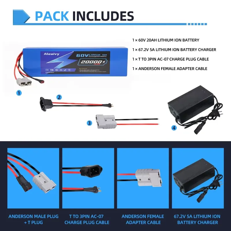 Aleaivy 60V 20AH 30AH 21700 Li - 60V 30Ah 21700 Battery Pack incelemesi ve fiyatı